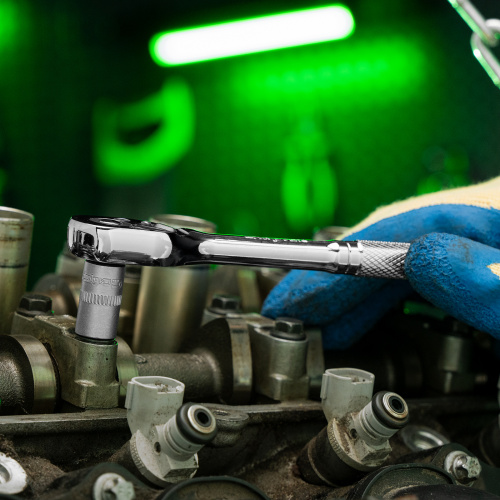 Ключ-трещотка 1/4", 45 зубьев, цельнометаллический, с быстрым сбросом, CrV, хром Сибртех по ценам производителя в Челябинске с доставкой по всей России