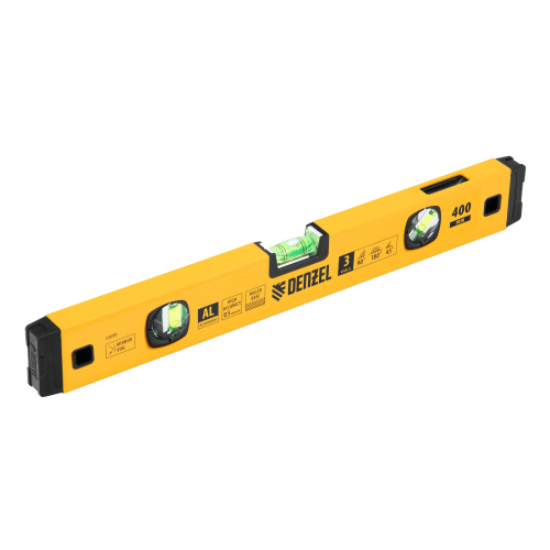Уровень алюминиевый, магнит., фрезерованный, 3 глазка (1 зеркал.) 0,5 мм/м, 400 мм Denzel по ценам производителя в Челябинске с доставкой по всей России