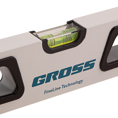 Уровень алюминиевый, 600 мм, усиленный, рукоятки, фрезерованный, 3 глазка, магнитный Gross по ценам производителя в Челябинске с доставкой по всей России