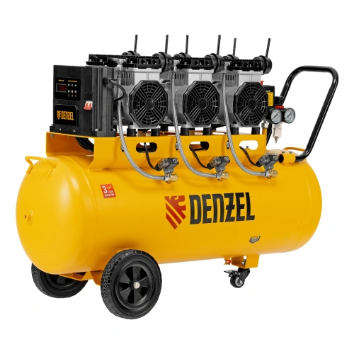 Компрессор безмасляный, малошумный DLS 3300/100, 3300 Вт,3x1100, 100 л, 570 л/мин ,блок управления Denzel по ценам производителя в Челябинске с доставкой по всей России