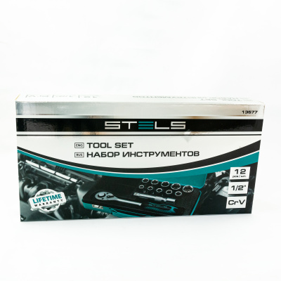 Набор торцевых головок, 1/2, головки 10 - 24 мм, с трещоточным ключом, 12 предметов Stels по ценам производителя в Челябинске с доставкой по всей России