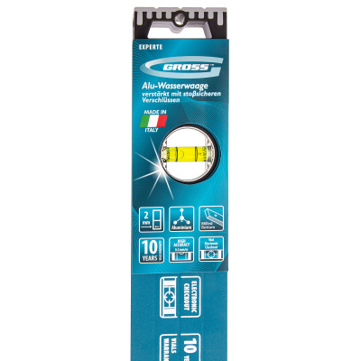 Уровень алюминиевый, 1200 мм, усиленный с ударопрочными заглушками, рукоятки, 3 глазка Gross по ценам производителя в Челябинске с доставкой по всей России