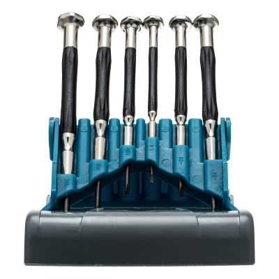 Набор отверток для точной механики, CrMo, металлические обрезиненные рукоятки, 6 шт, бокс трансформер Gross по ценам производителя в Челябинске с доставкой по всей России