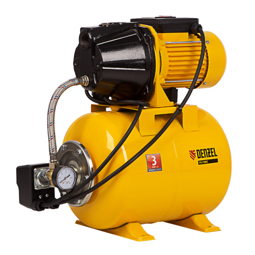 Насосная станция PS1100С, 1100 Вт, 4500 л/ч, ресивер 24 л, подъем 46 м, чугун Denzel по ценам производителя в Челябинске с доставкой по всей России