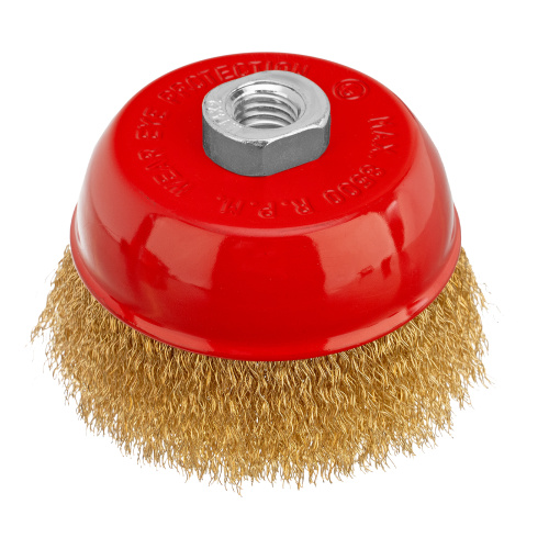 Щетка для УШМ, 100 мм, М14, "чашка", латунированная витая проволока Matrix по ценам производителя в Челябинске с доставкой по всей России