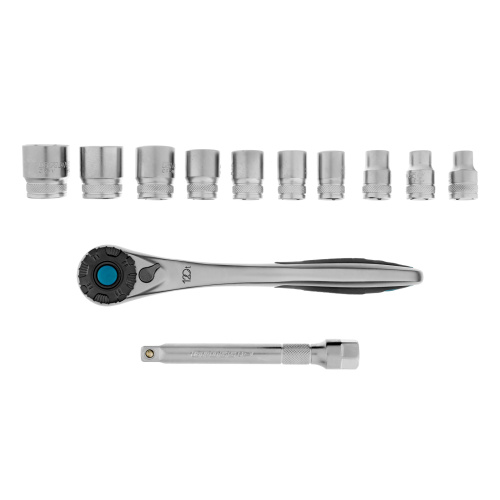 Набор торцевых головок, трещотка 120 зубьев, 3/8", CrV, 12 предметов Gross по ценам производителя в Челябинске с доставкой по всей России