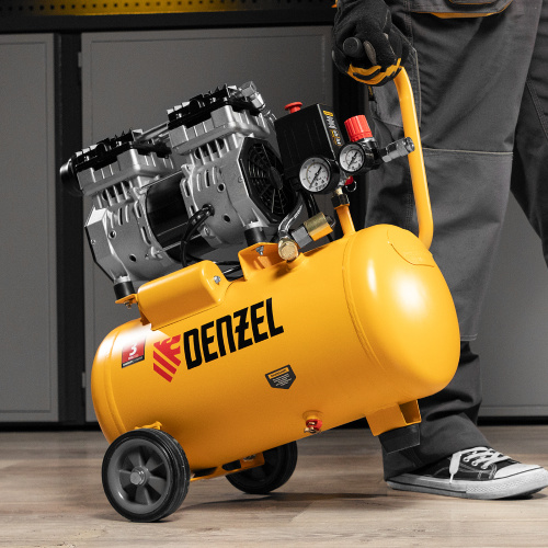 Компрессор DLS950/24 безмаслянный малошумный 950 Вт, 165 л/мин, ресивер 24 л Denzel по ценам производителя в Челябинске с доставкой по всей России