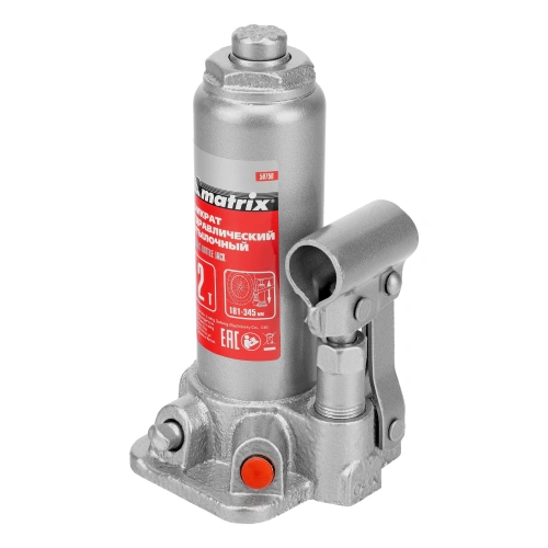 Домкрат гидравлический бутылочный, 2 т, высота подъема 181-345 мм, в пластиковый кейсе Matrix по ценам производителя в Челябинске с доставкой по всей России
