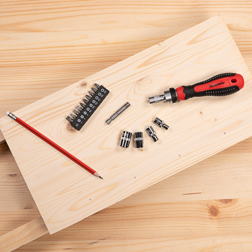 Отвертка реверсивная с набором бит и насадок торцевых, CrV, 1/4, 16 шт Matrix по ценам производителя в Челябинске с доставкой по всей России