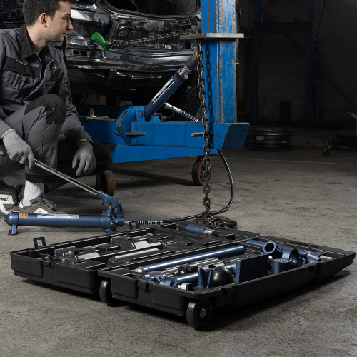 Растяжка гидравлическая, 10 т, набор из 17 предметов, 7 сменных насадок, в пластиковом кейсе на колесах Stels по ценам производителя в Челябинске с доставкой по всей России