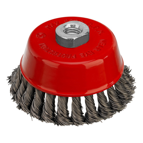 Щетка для УШМ, 100 мм, М14, "чашка", крученая проволока 0.5 мм Matrix по ценам производителя в Челябинске с доставкой по всей России