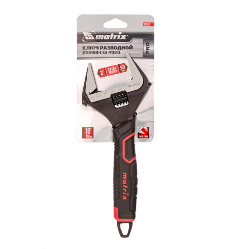 Ключ разводной, тонкие губки, фосфатированный, двухкомпонентная рукоятка, 250 мм, PRO Matrix по ценам производителя в Челябинске с доставкой по всей России