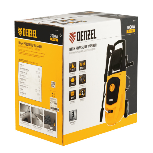 Моечная машина высокого давления R-170D, 2000 Вт, 170 бар, 360 л/ч, с барабаном Denzel по ценам производителя в Челябинске с доставкой по всей России