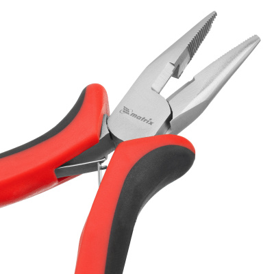 Длинногубцы прямые Mini, 130 мм, никелированные, авторазжим, двухкомпонентные рукоятки Matrix по ценам производителя в Челябинске с доставкой по всей России