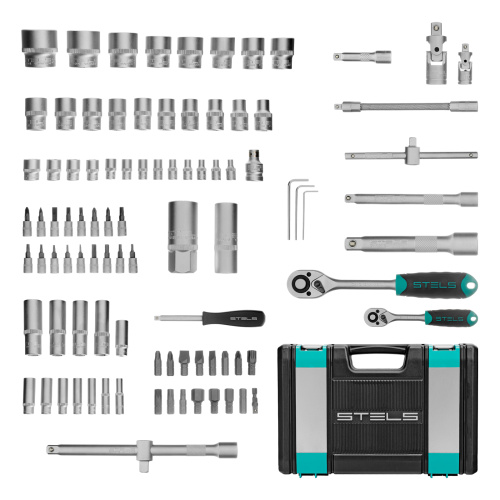 Набор инструментов, 1/2", 1/4", CrV, пластиковый кейс 94 предмета Stels по ценам производителя в Челябинске с доставкой по всей России