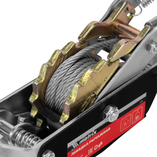 Лебедка рычажная, тяга 2 т, подъем 0.8 т, двойное храповое колесо Matrix по ценам производителя в Челябинске с доставкой по всей России