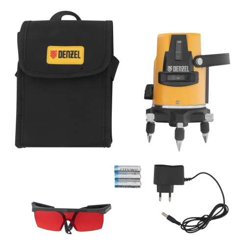 Лазерный уровень LX3, 10 м, ± 0,3 мм/1 м, 635 нм, 4 вертикальных, 1 горизонтальная плоскости, резьба 5/8" Denzel по ценам производителя в Челябинске с доставкой по всей России