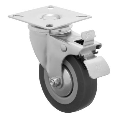 Колесо поворотное с тормозом D 75 мм, крепление  платформенное Сибртех по ценам производителя в Челябинске с доставкой по всей России