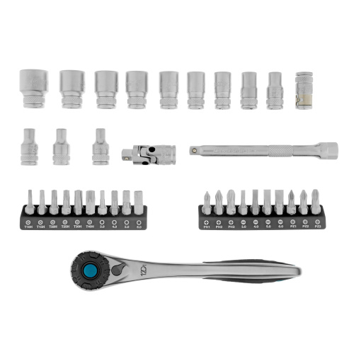 Набор торцевых головок, трещотка 120 зубьев, 1/4", CrV, 36 предметов Gross по ценам производителя в Челябинске с доставкой по всей России