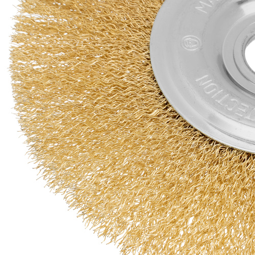 Щетка для УШМ, 175 мм, посадка 22.2 мм, плоская, латунированная витая проволока Matrix по ценам производителя в Челябинске с доставкой по всей России