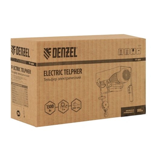 Тельфер электрический TF-800, 0.8 т, 1300 Вт, высота 12 м, 8 м/мин Denzel по ценам производителя в Челябинске с доставкой по всей России