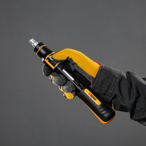 Отвертка реверсивная с револьверным механизмом, 11 шт, сталь S2  Denzel по ценам производителя в Челябинске с доставкой по всей России