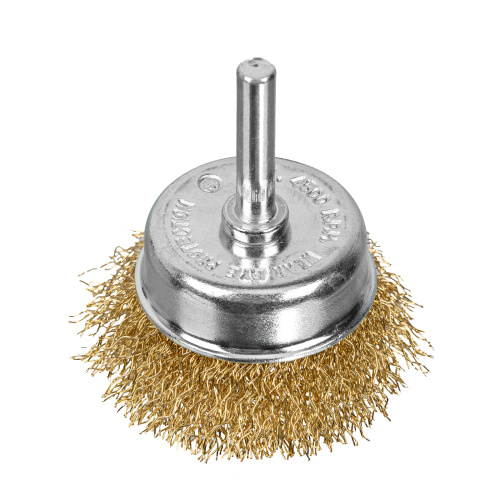 Щетка для дрели, 50 мм, "чашка" со шпилькой, латунированная витая проволока Matrix по ценам производителя в Челябинске с доставкой по всей России
