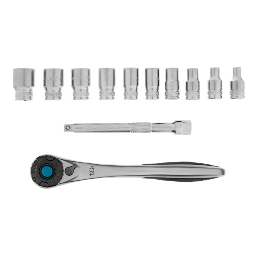 Набор торцевых головок, трещотка 120 зубьев, 1/4", CrV, 12 предметов Gross по ценам производителя в Челябинске с доставкой по всей России