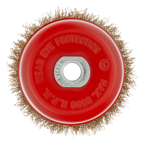 Щетка для УШМ, 100 мм, М14, "чашка", латунированная витая проволока Matrix по ценам производителя в Челябинске с доставкой по всей России