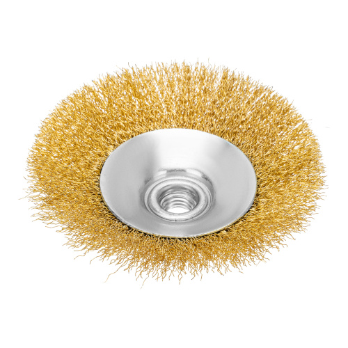 Щетка для УШМ, 125 мм, "Тарелка", витая нержавеющая проволока 0.3 мм, М14 Denzel по ценам производителя в Челябинске с доставкой по всей России