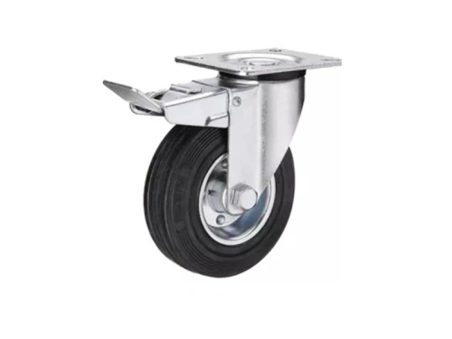 Колесо поворотное усиленное резина SRCB 97 80 мм с тормозом по ценам производителя в Челябинске с доставкой по всей России