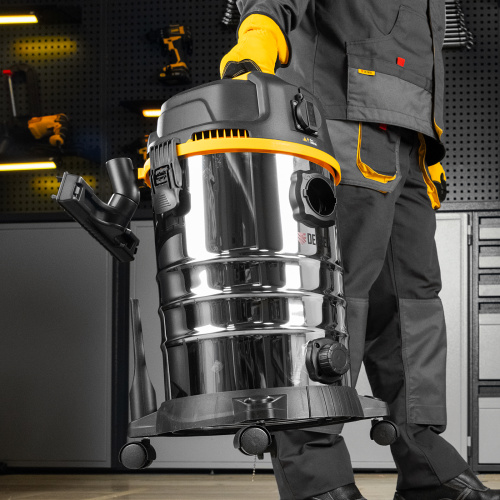 Пылесос строительный RVC30, 1400 Вт, бак 30 л, шланг 3 м, розетка с автосинхр. Denzel по ценам производителя в Челябинске с доставкой по всей России