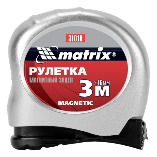 Рулетка Magnetic,3 м х 16 мм,магнитный зацеп Matrix по ценам производителя в Челябинске с доставкой по всей России