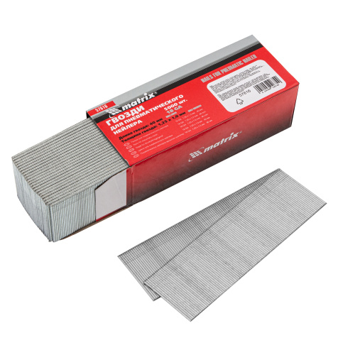 Гвозди для пневматического нейлера, длина 40 мм, ширина 1.25 мм, толщина 1 мм, 5000 шт Matrix по ценам производителя в Челябинске с доставкой по всей России