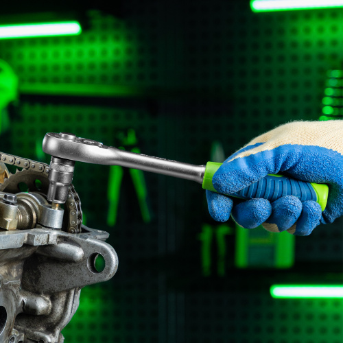 Ключ-трещотка 1/2", 45 зубьев, с быстрым сбросом, матовый хром Сибртех по ценам производителя в Челябинске с доставкой по всей России