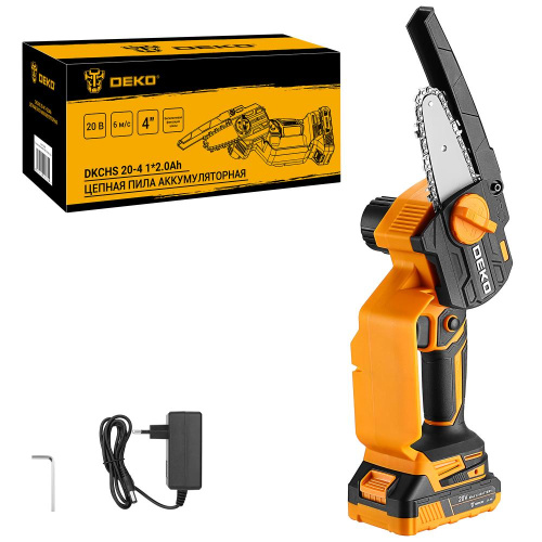 Пила цепная аккумуляторная DEKO DKCHS 20-4, 20В, 1x2.0Ач по ценам производителя в Челябинске с доставкой по всей России
