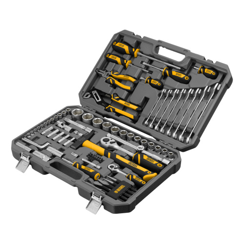 Набор инструментов, 1/2", 1/4", CrV, S2, пластиковый кейс, 84 предмета Denzel по ценам производителя в Челябинске с доставкой по всей России