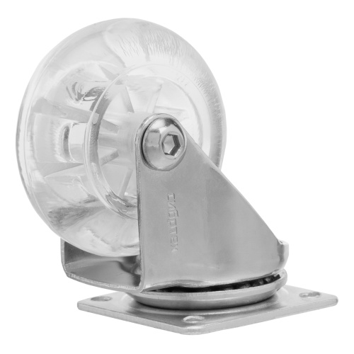 Колесо ПУ прозрачное поворотное d-50 мм, крепление платформенное Сибртех по ценам производителя в Челябинске с доставкой по всей России