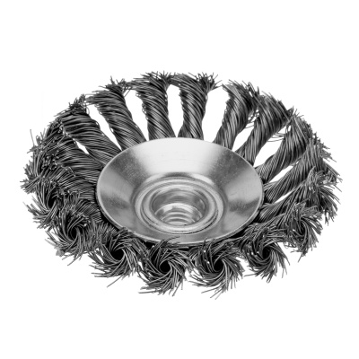 Щетка для УШМ, 100 мм, М14, "тарелка", крученая металлическая проволока Сибртех по ценам производителя в Челябинске с доставкой по всей России