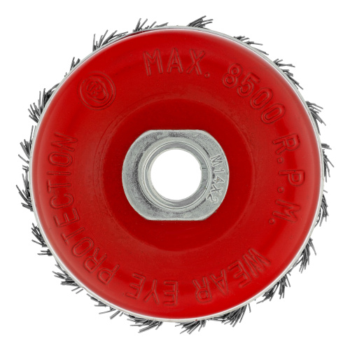 Щетка для УШМ Heavy Duty, 80 мм, М14, "чашка", крученая проволока 0.5 мм Matrix по ценам производителя в Челябинске с доставкой по всей России