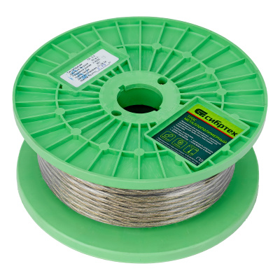 Трос металлополимерный прозрачный ПР-5.0, толщина 5.0 мм, катушка 50 метров Сибртех по ценам производителя в Челябинске с доставкой по всей России