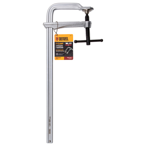Струбцина F-образная, 120x400мм, кованая Denzel по ценам производителя в Челябинске с доставкой по всей России