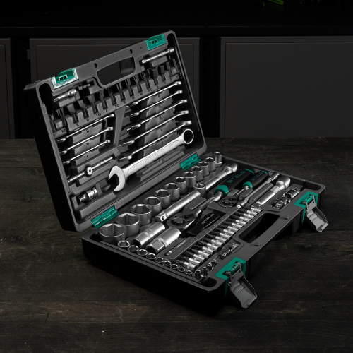 Набор инструментов, 1/2", 1/4", CrV, пластиковый кейс 82 предмета Stels по ценам производителя в Челябинске с доставкой по всей России