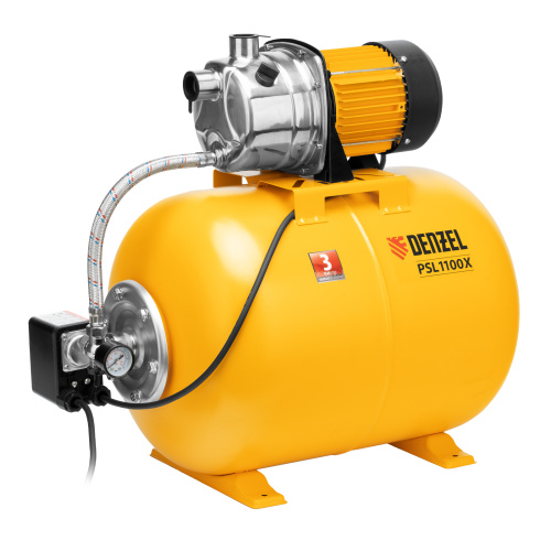 Насосная станция PSL1100X, 1100 Вт, 3600 л/ч, ресивер 50 л, подъем 45 м, нержавейка Denzel купить в Москве с доставкой по всей России | ProtosMarket.ru