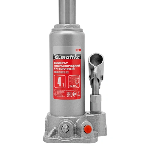 Домкрат гидравлический бутылочный, 4 т, высота подъема 194-372 мм, в пластиковый кейсе Matrix по ценам производителя в Челябинске с доставкой по всей России