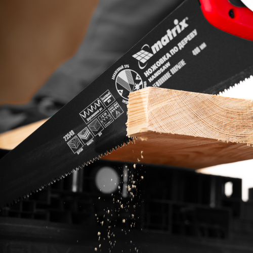 Ножовка по дереву, 400 мм, 7-8 TPI, зуб-3D, каленый зуб, тефлоновое покрытие полотна, двухкомпонентная рукоятка Matrix по ценам производителя в Челябинске с доставкой по всей России