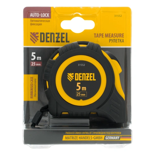 Рулетка 5м х 25мм, обрезиненный корпус, автоматическая фиксация Denzel по ценам производителя в Челябинске с доставкой по всей России