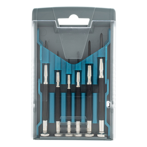 Набор отверток для точной механики, CrMo, металлические обрезиненные рукоятки, 6 шт, бокс трансформер Gross по ценам производителя в Челябинске с доставкой по всей России