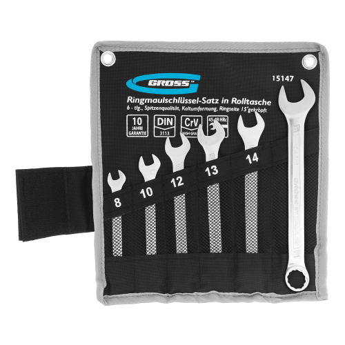 Набор ключей комбинированных 8-17 мм, 6 шт, CrV, холодный штамп Gross по ценам производителя в Челябинске с доставкой по всей России