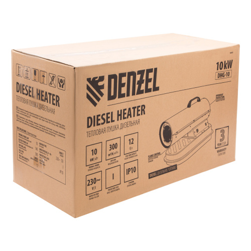 Дизельная тепловая пушка DHG-10, 10 кВт, 300 м3/ч, прямой нагрев Denzel по ценам производителя в Челябинске с доставкой по всей России